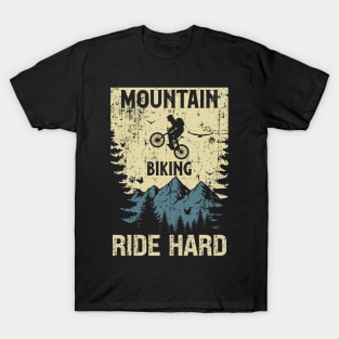 Mountain biking ride hard distressed look vintage T-Shirt